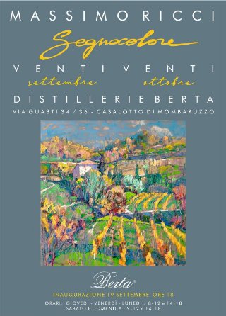 Mombaruzzo - Alle Distillerie Berta la mostra “Segnocolore” di Massimo Ricci